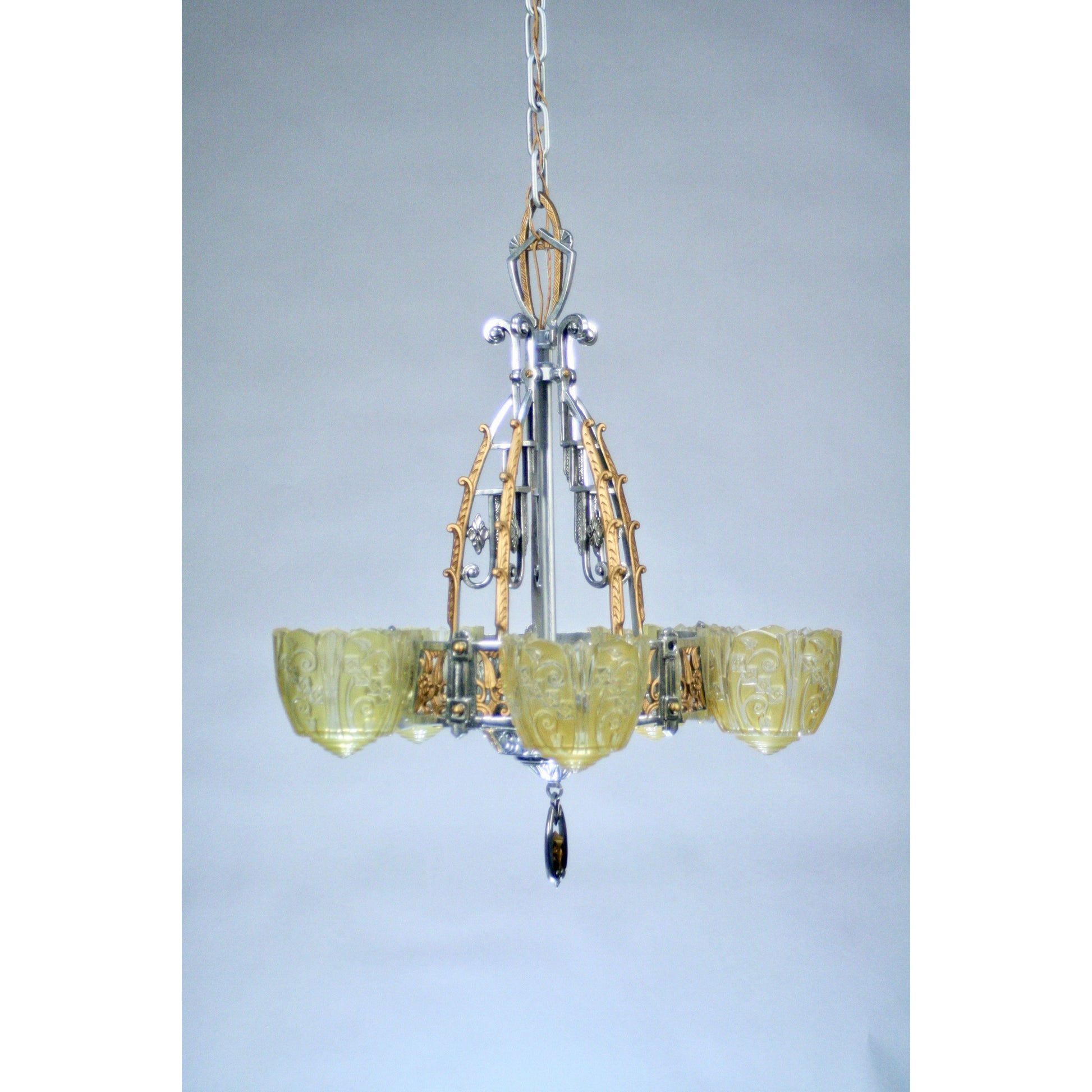 Lincoln Art Deco Slip Shade Chandelier #2050 - Filament Vintage Lighting