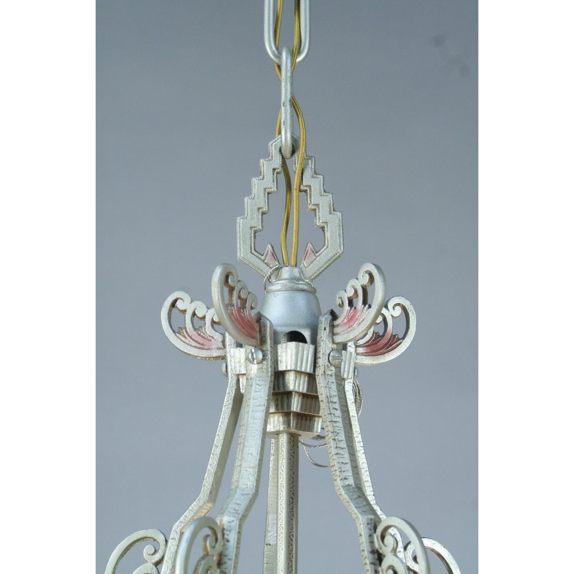 Gill Glass slip shade Modernique art deco chandelier