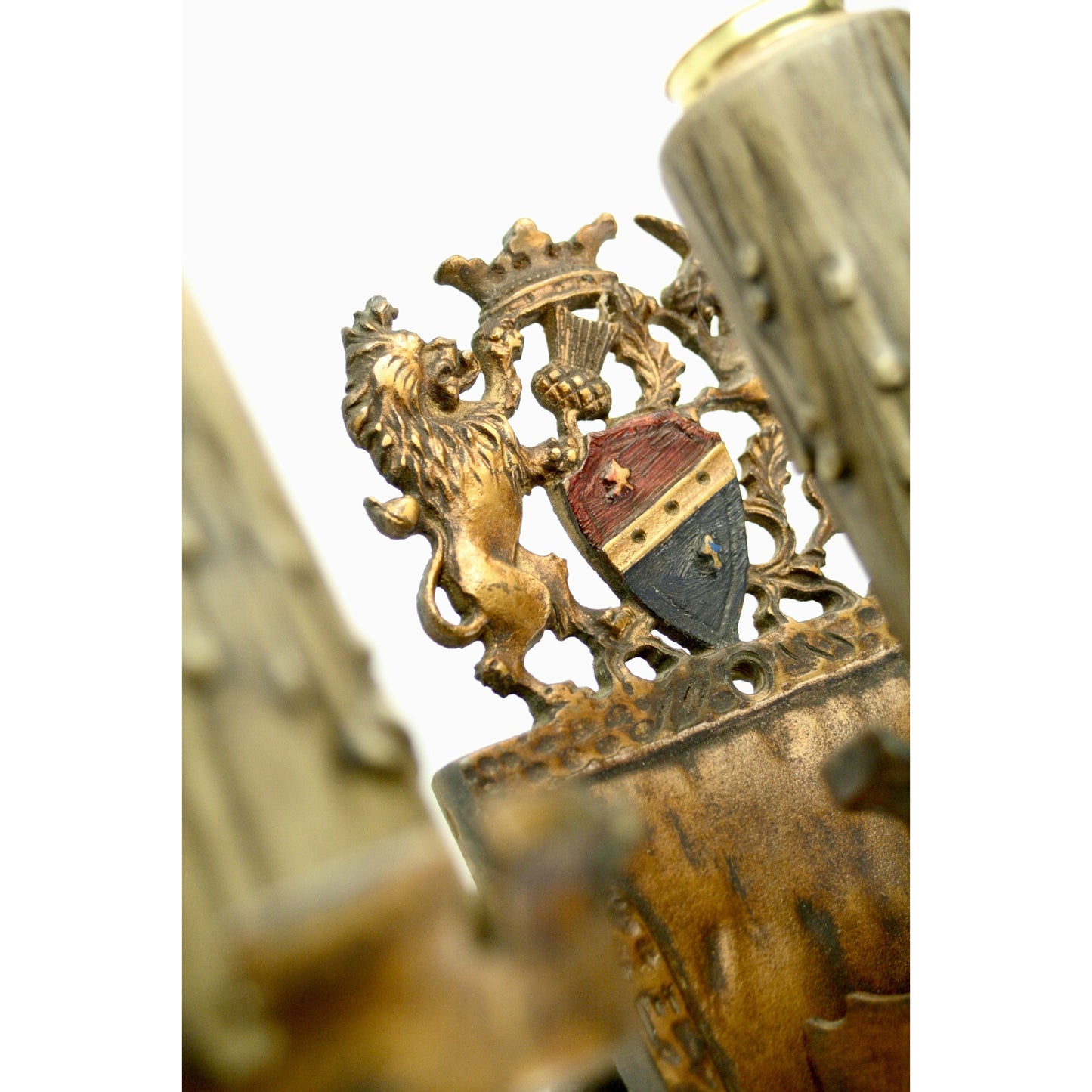 Shield Detail on Tudor Wall Sconces