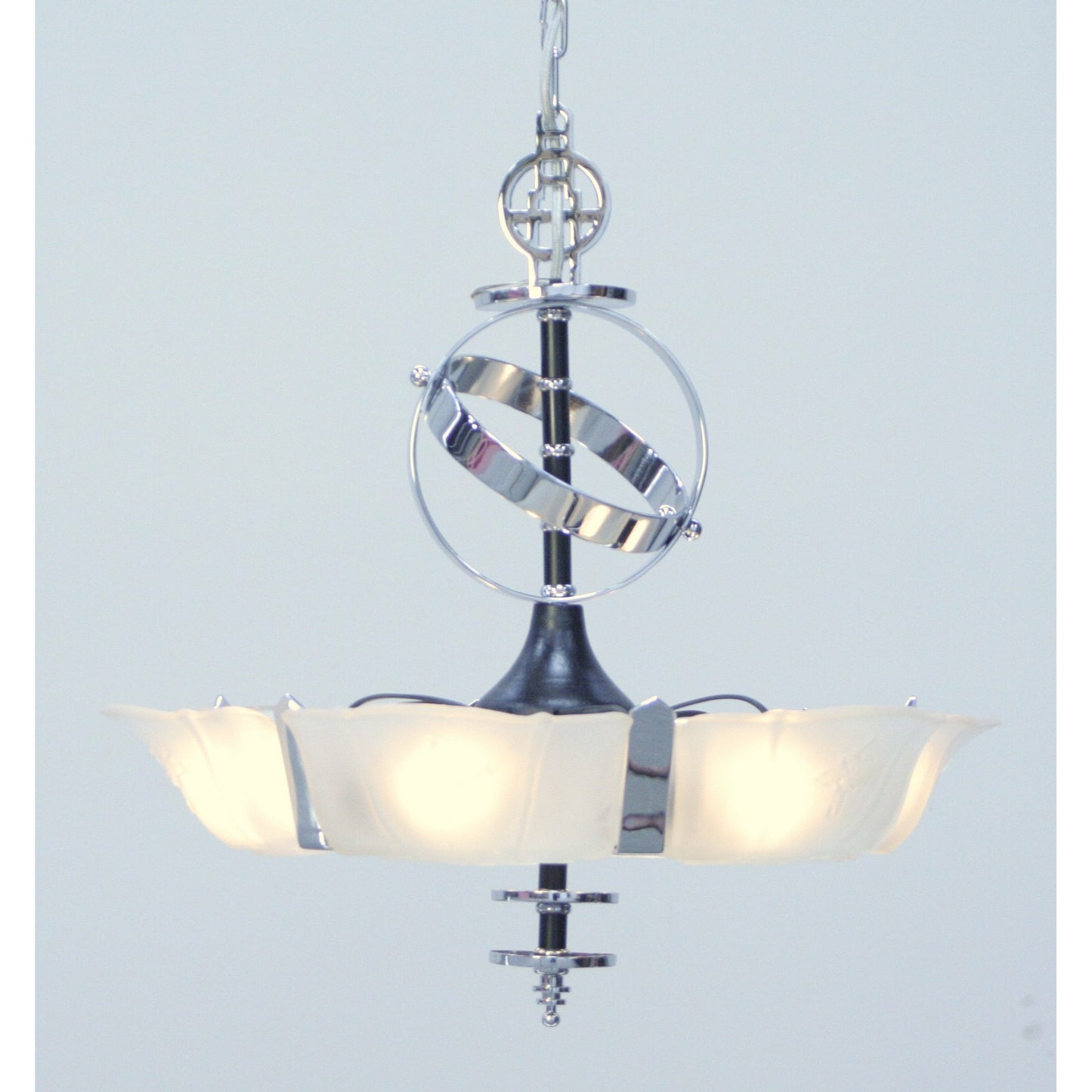 Chrome Slip Shade Art Deco Chandelier #2102 -