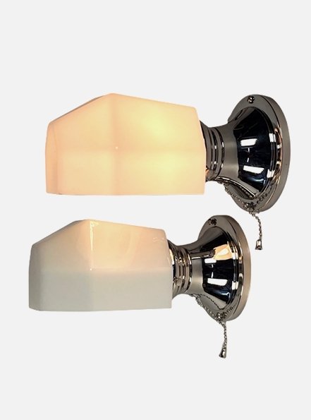 Pair Chrome Art Deco Bath Sconces #2245