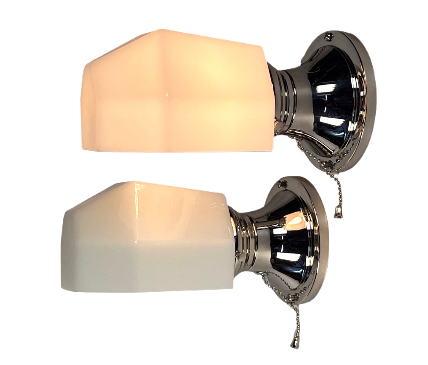 Pair Chrome Art Deco Bath Sconces #2245