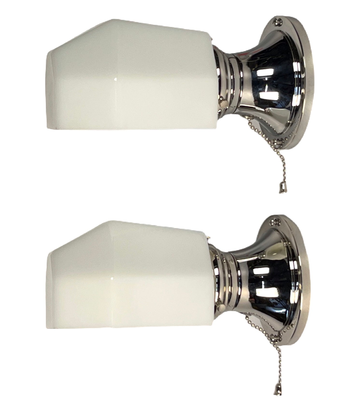 Pair Chrome Art Deco Bath Sconces #2245