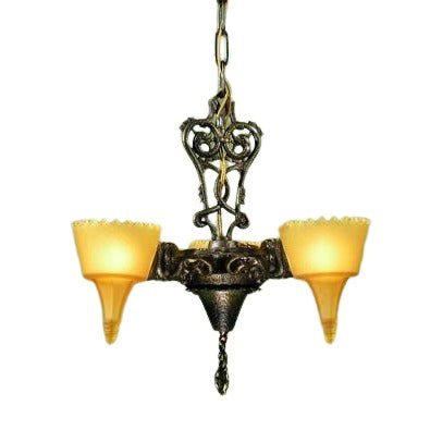 Art Deco Era Frankelite 3 Light Chandelier #891  ORIGINAL FINISH